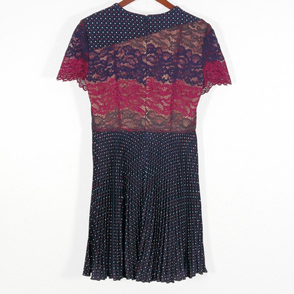 French Connection Women’s Dress Y2K Romantic Lace Polka Dot Pleated Skirt US 8 - Picture 3 of 11